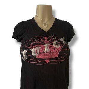 Juicy Couture Black Tee with Pink Crown Design